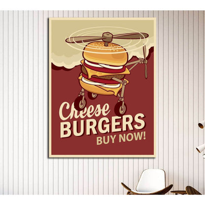 Big Burger On Wheels №4522 Ready to Hang Canvas Print - Zellart Canvas Prints ALL_Products, s-4522
