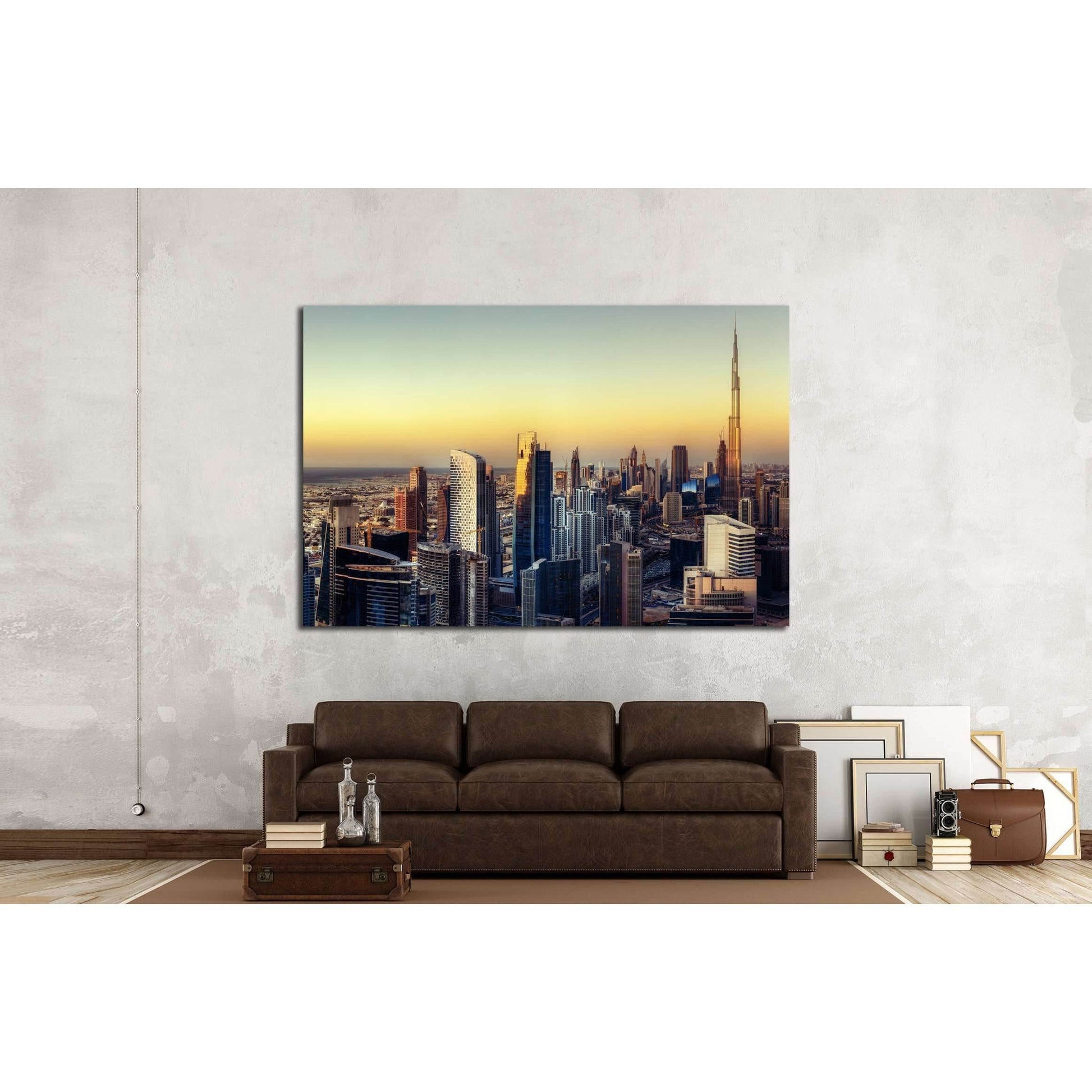 Big futuristic city at colorful sunset. Fantastic skyline of Dubai, UAE №3046 Ready to Hang Canvas PrintCanvas art arrives ready to hang, with hanging accessories included and no additional framing required. Every canvas print is hand-crafted, made on-dem