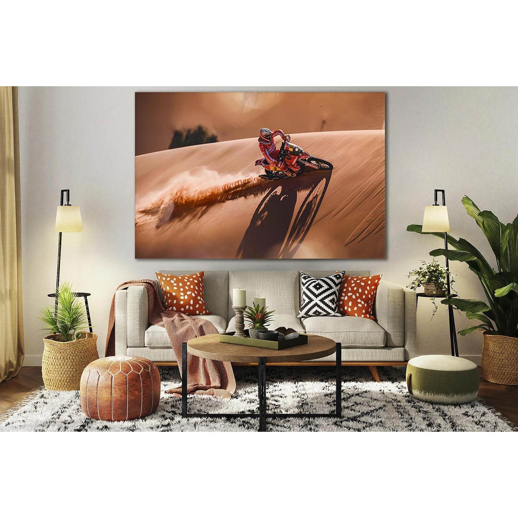 Biker On The Sand Dune №SL737 Ready to Hang Canvas Print - Zellart Canvas Prints 0new, ALL_Products, Engine, Engines Wall Art