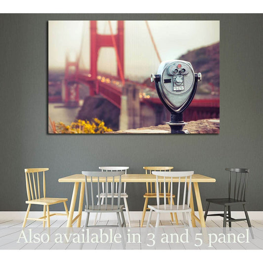 binocular - golden gate. Cross processing №1938 Ready to Hang Canvas Print - Zellart Canvas Prints ALL_Products, s-1938