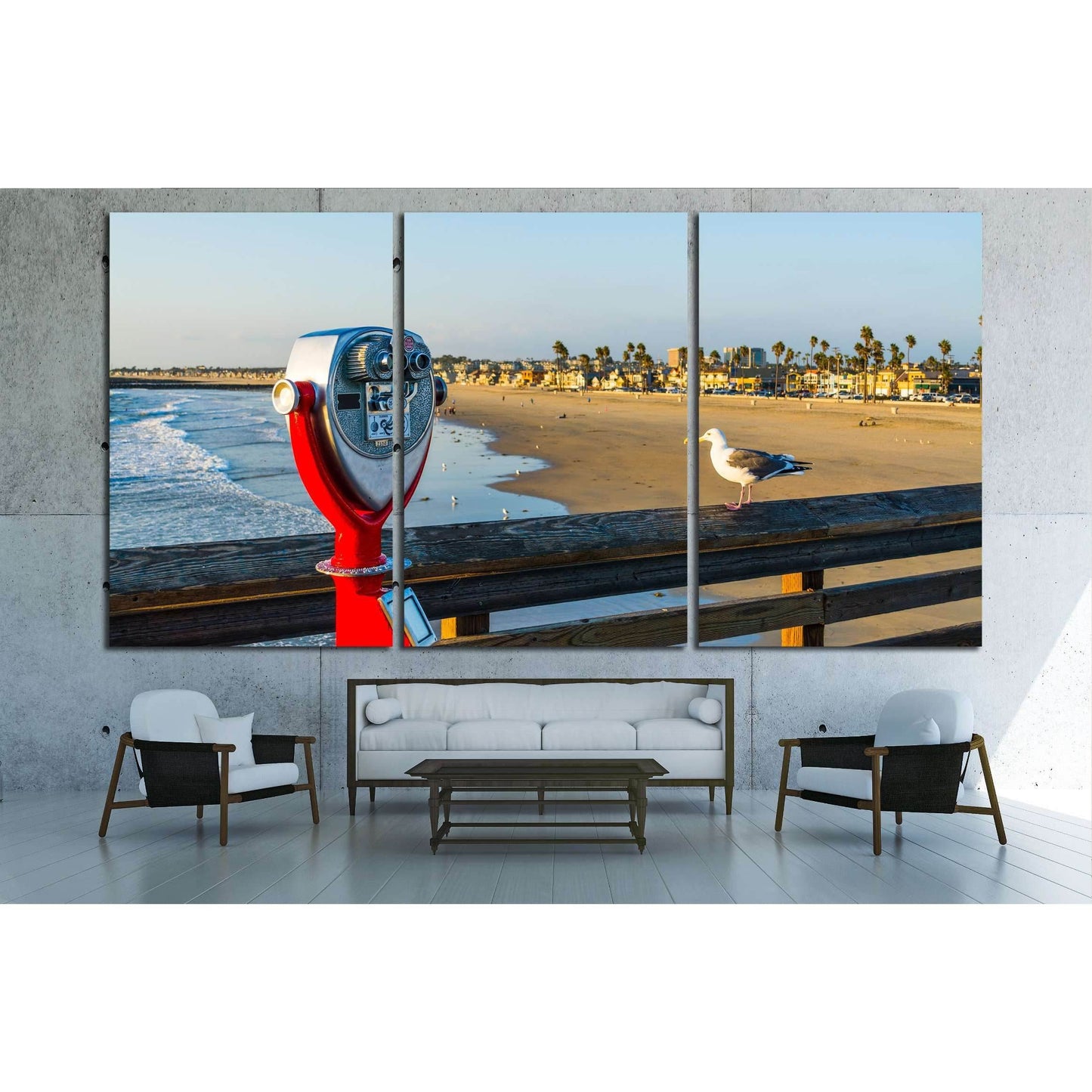 Binoculars in Newport Beach pier, California №1660 Ready to Hang Canvas Print - Zellart Canvas Prints ALL_Products, s-1660