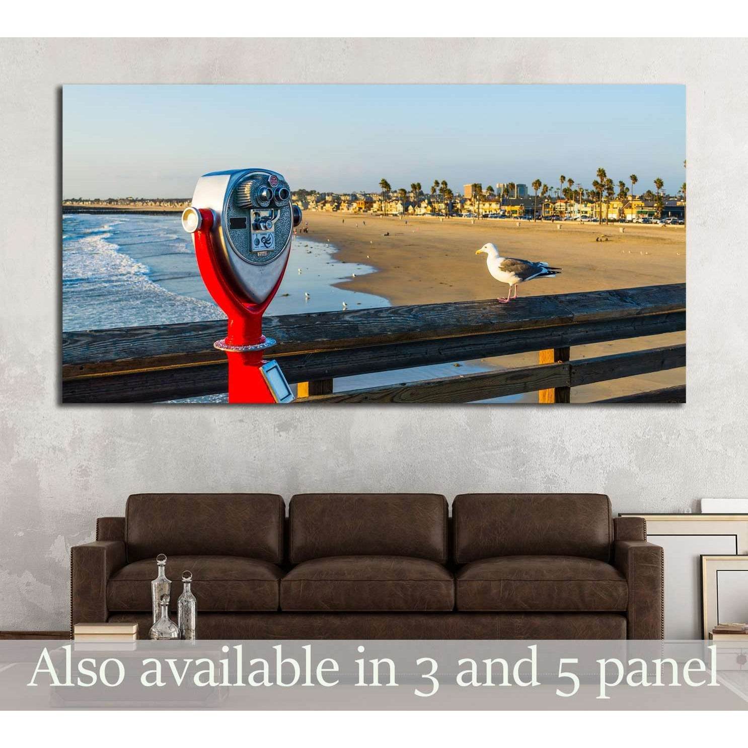 Binoculars in Newport Beach pier, California №1660 Ready to Hang Canvas Print - Zellart Canvas Prints ALL_Products, s-1660