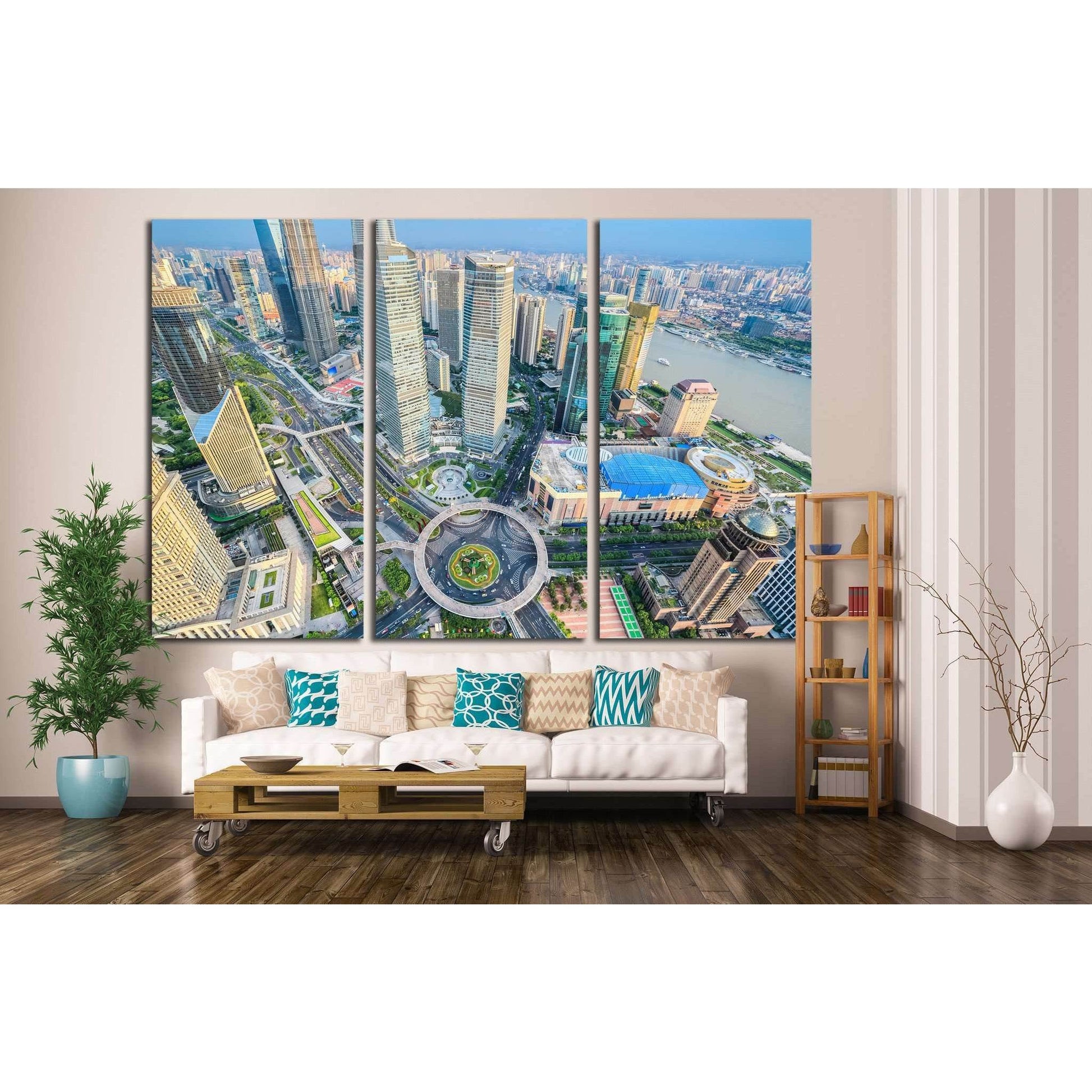 bird's eye view of shanghai, China №1171 Ready to Hang Canvas Print - Zellart Canvas Prints ALL_Products, s-1171