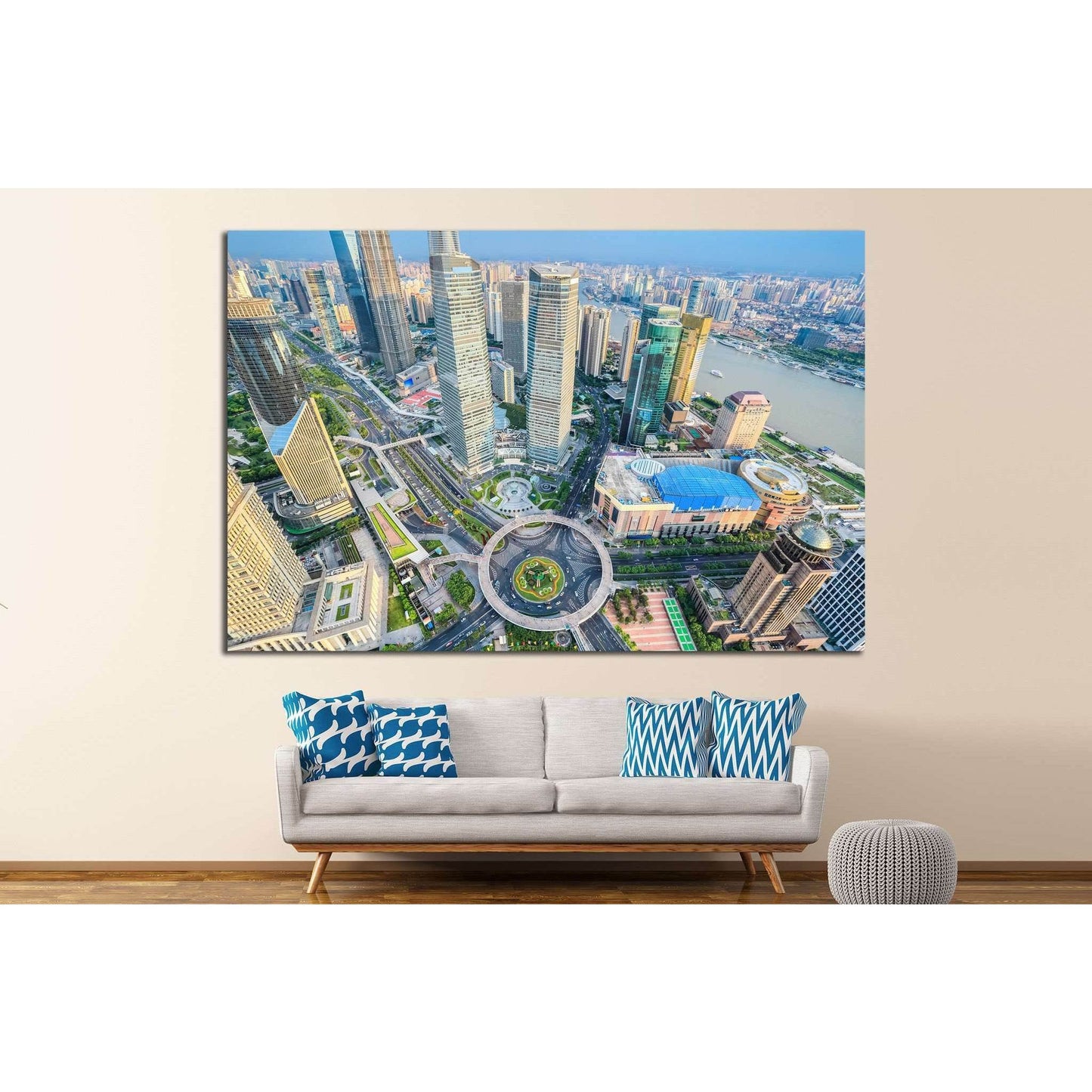 bird's eye view of shanghai, China №1171 Ready to Hang Canvas Print - Zellart Canvas Prints ALL_Products, s-1171