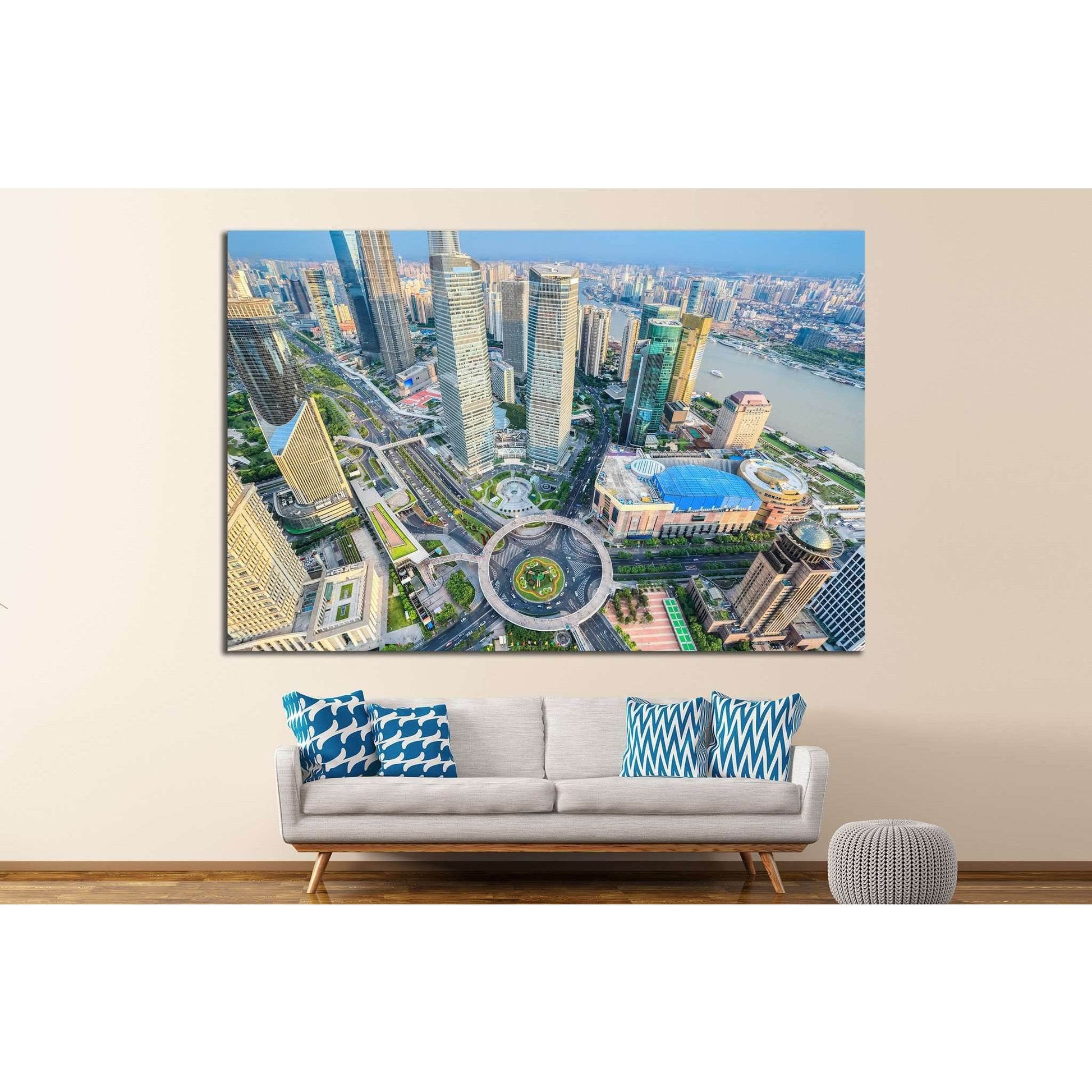 bird's eye view of shanghai, China №1171 Ready to Hang Canvas Print - Zellart Canvas Prints ALL_Products, s-1171