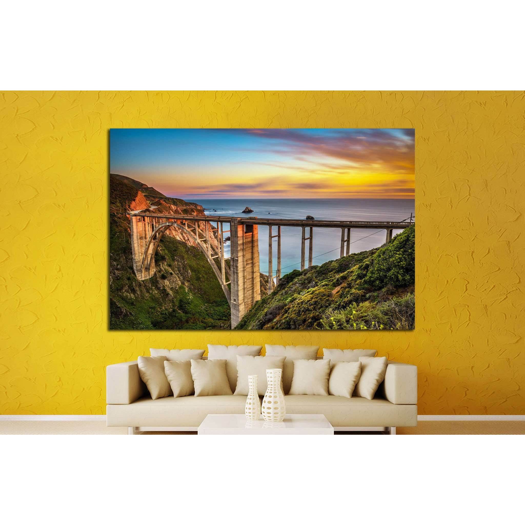 Bixby Bridge (Rocky Creek Bridge) California, USA №1301 Ready to Hang Canvas Print