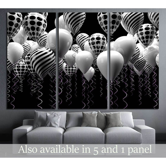 black and white balloons background №3264 Ready to Hang Canvas Print - Zellart Canvas Prints ALL_Products, s-3264