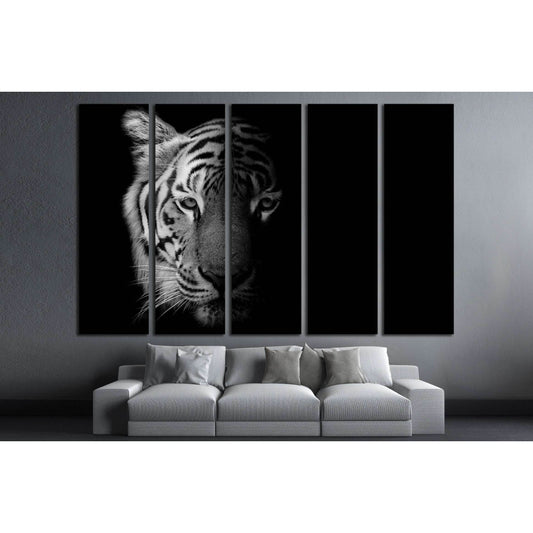 Black & White Beautiful tiger - isolated on black background №2371 Ready to Hang Canvas Print - Zellart Canvas Prints ALL_Products, s-2371, Tiger