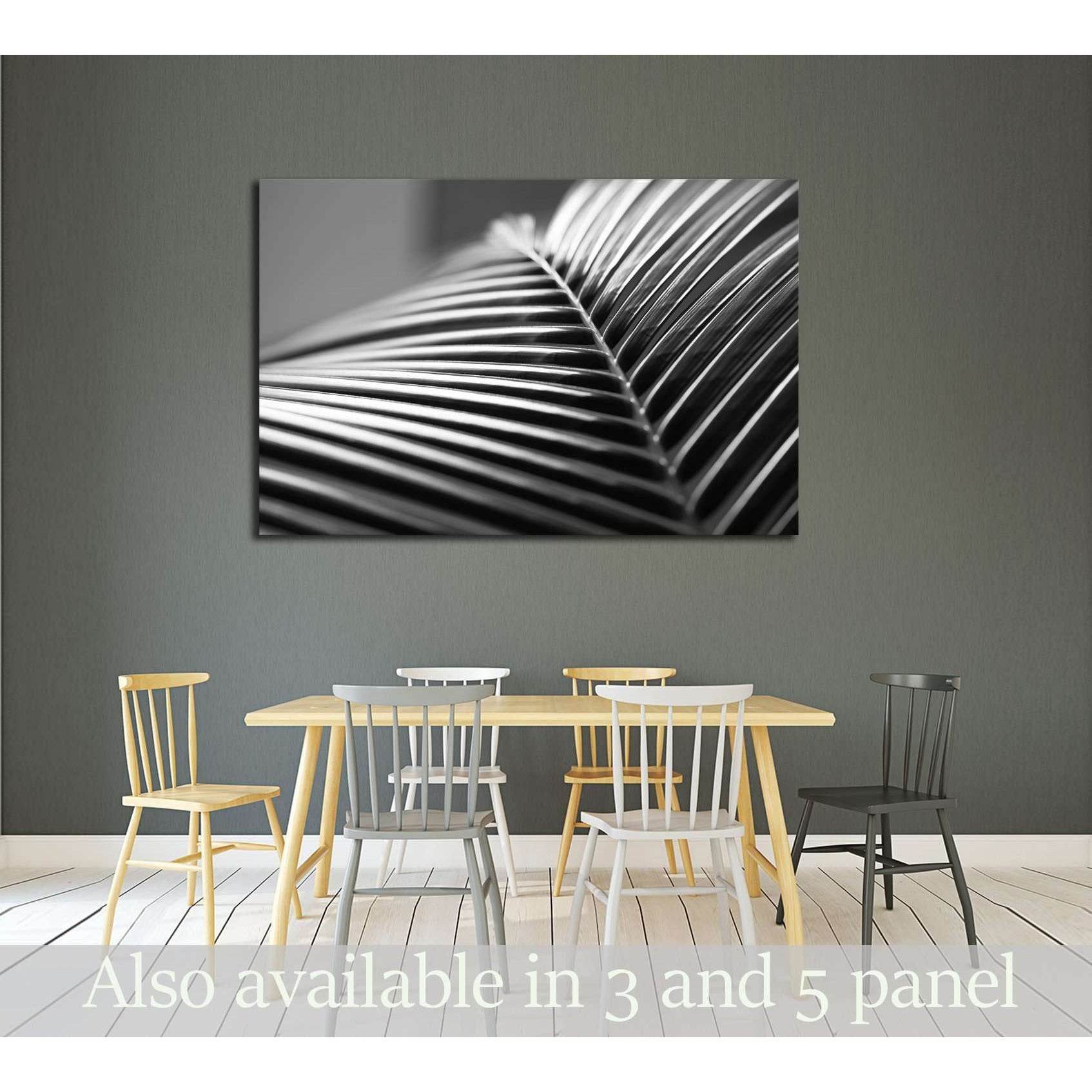 Black and white close up view of beautiful green palm leaf on natural background №2833 Ready to Hang Canvas PrintCanvas art arrives ready to hang, with hanging accessories included and no additional framing required. Every canvas print is hand-crafted, ma