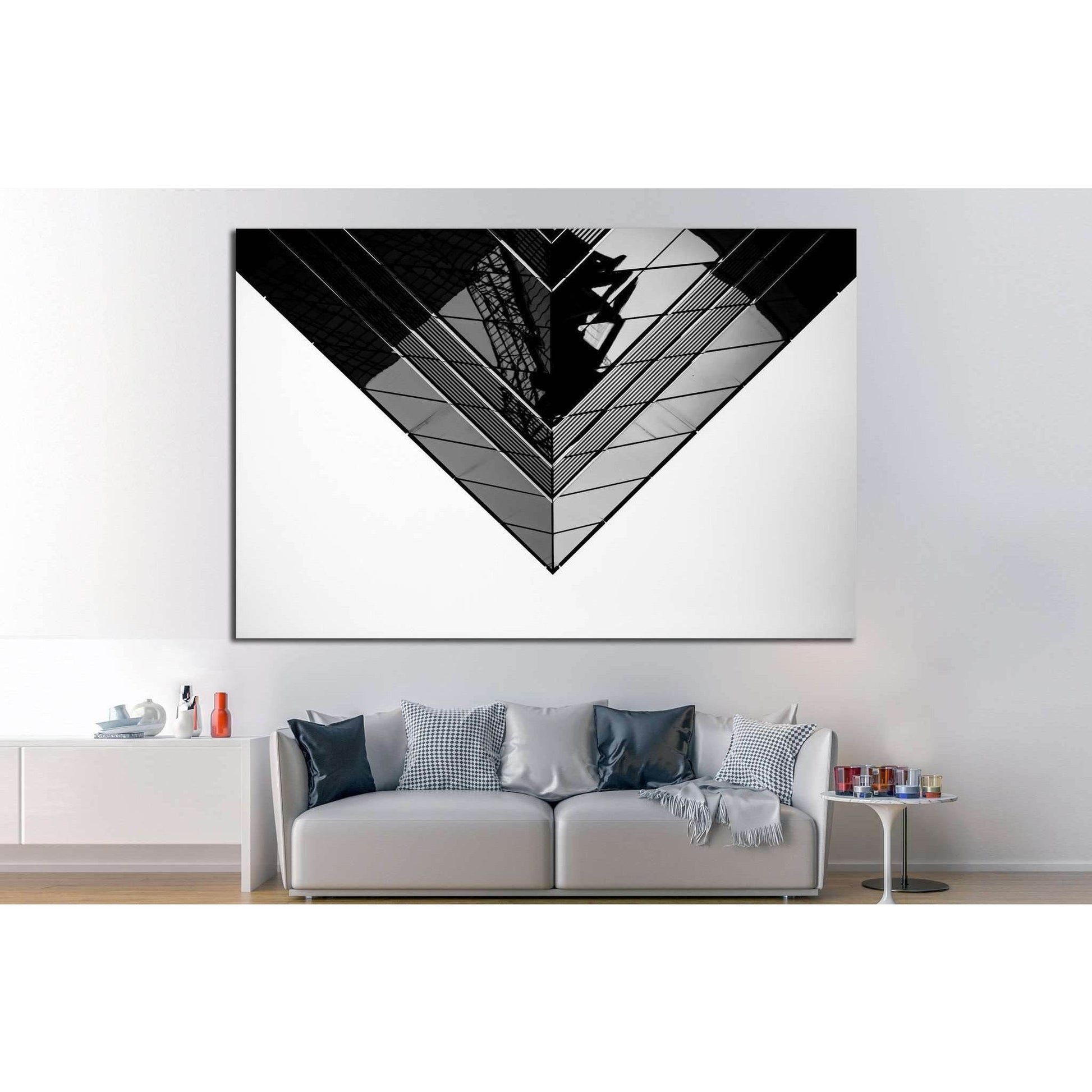 Black and White Commercial buildings №1053 Ready to Hang Canvas Print - Zellart Canvas Prints ALL_Products, s-1053