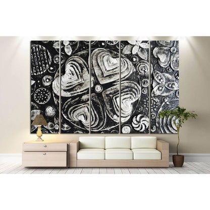 Black and white grunge flowers painting №1350 Ready to Hang Canvas Print - Zellart Canvas Prints ALL_Products, s-1350