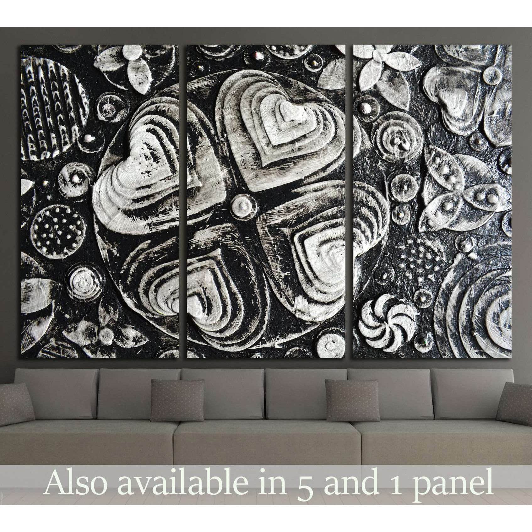 Black and white grunge flowers painting №1350 Ready to Hang Canvas Print - Zellart Canvas Prints ALL_Products, s-1350