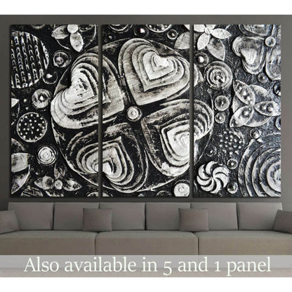 Black and white grunge flowers painting №1350 Ready to Hang Canvas Print - Zellart Canvas Prints ALL_Products, s-1350