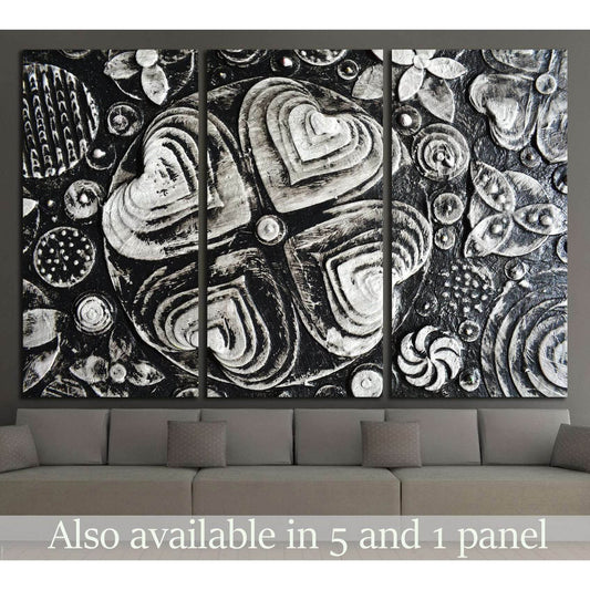 Black and white grunge flowers painting №1350 Ready to Hang Canvas Print - Zellart Canvas Prints ALL_Products, s-1350