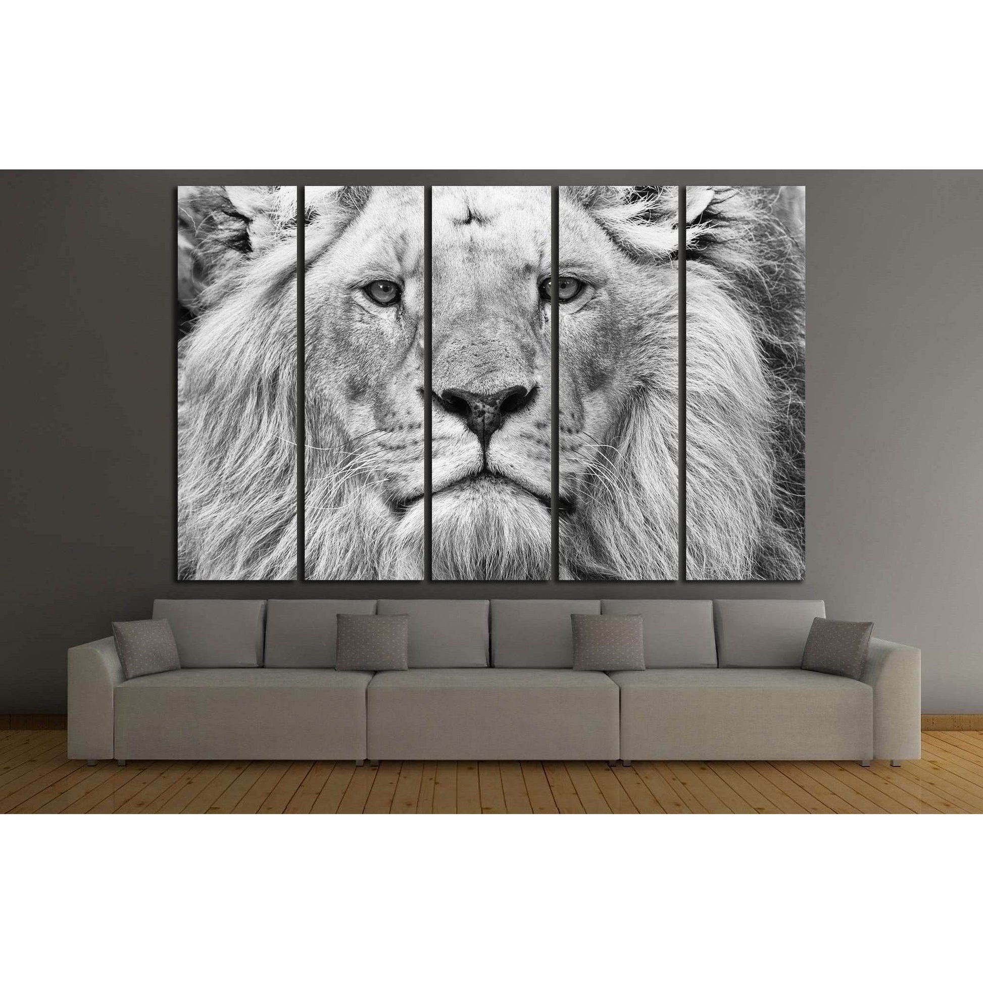 Black and White Lion №187 Ready to Hang Canvas Print - Zellart Canvas Prints ALL_Products, Lion, wd-187