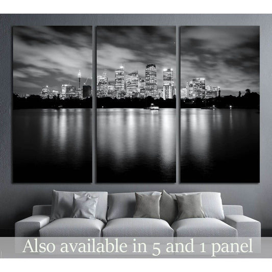 Black and white photo of skyscrapers at night, Sydney Australia №1756 Ready to Hang Canvas PrintCanvas art arrives ready to hang, with hanging accessories included and no additional framing required. Every canvas print is hand-crafted, made on-demand at o