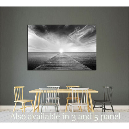 black and white picture of old bridge to the sea №2689 Ready to Hang Canvas PrintCanvas art arrives ready to hang, with hanging accessories included and no additional framing required. Every canvas print is hand-crafted, made on-demand at our workshop and