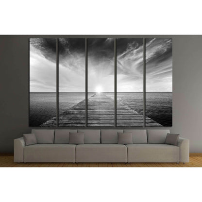 black and white picture of old bridge to the sea №2689 Ready to Hang Canvas PrintCanvas art arrives ready to hang, with hanging accessories included and no additional framing required. Every canvas print is hand-crafted, made on-demand at our workshop and