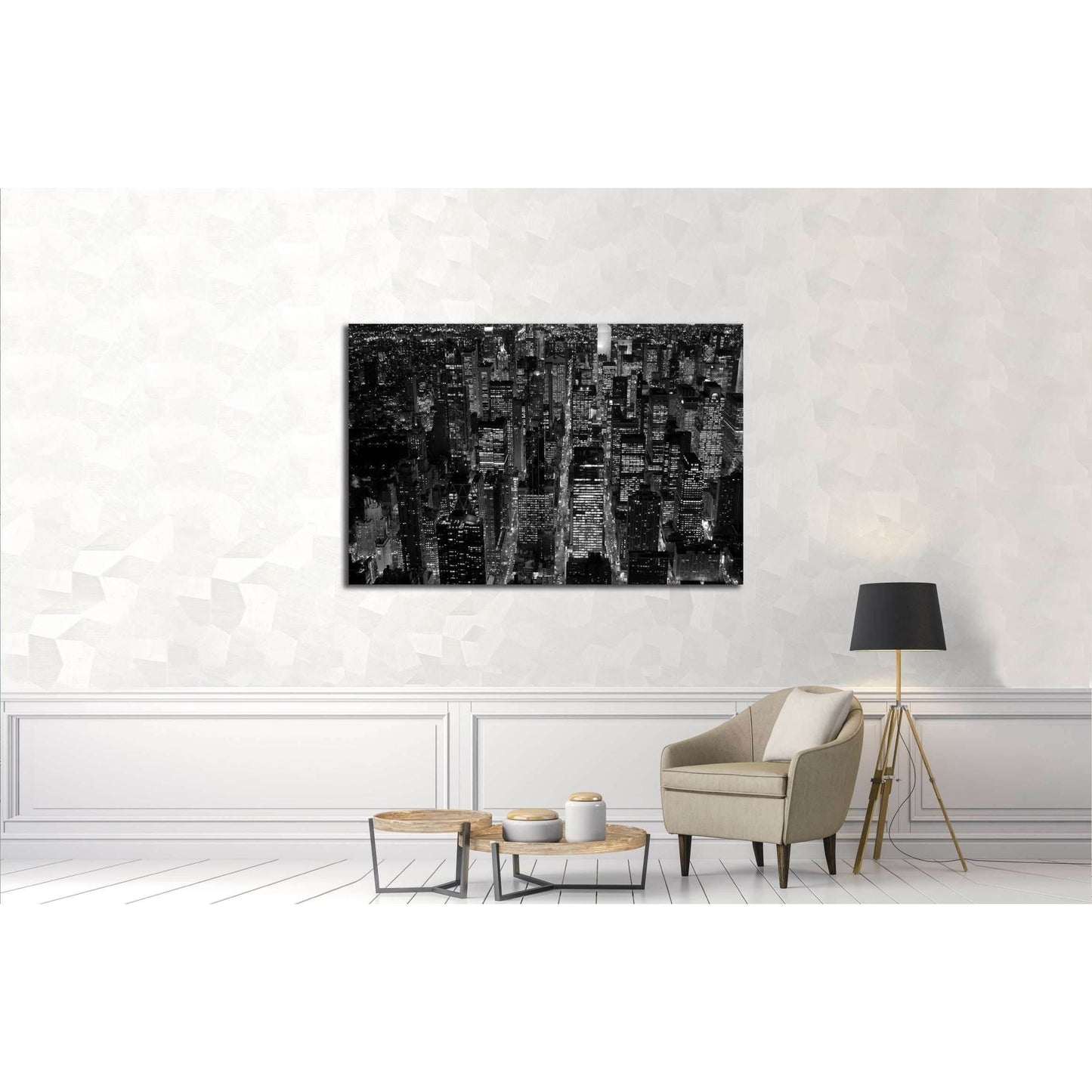 black and white scene of new york city skyline cityscape background №3047 Ready to Hang Canvas Print - Zellart Canvas Prints 0_NY_ART, ALL_Products, s-3047