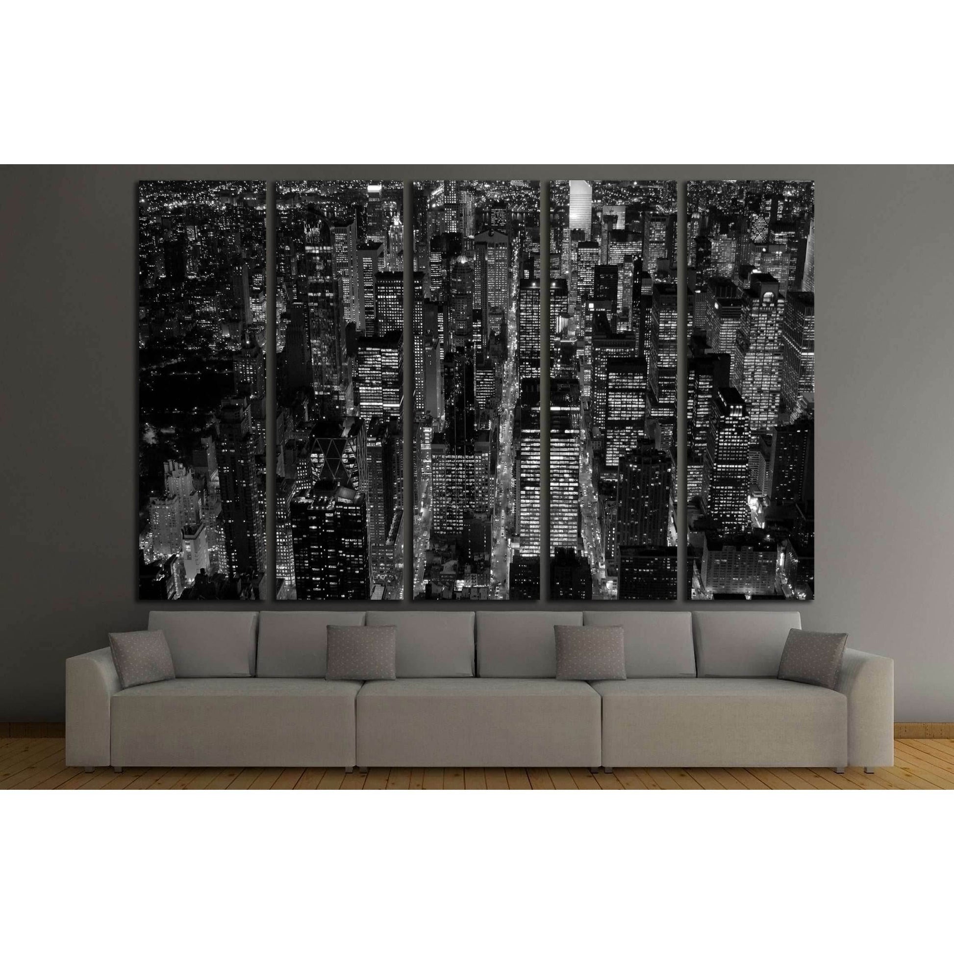 black and white scene of new york city skyline cityscape background №3047 Ready to Hang Canvas Print - Zellart Canvas Prints 0_NY_ART, ALL_Products, s-3047