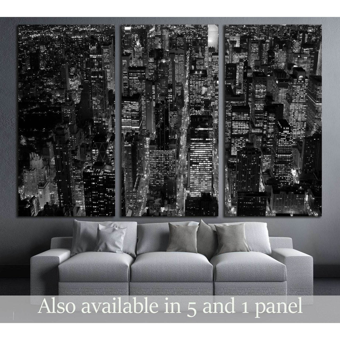 black and white scene of new york city skyline cityscape background №3047 Ready to Hang Canvas Print - Zellart Canvas Prints 0_NY_ART, ALL_Products, s-3047