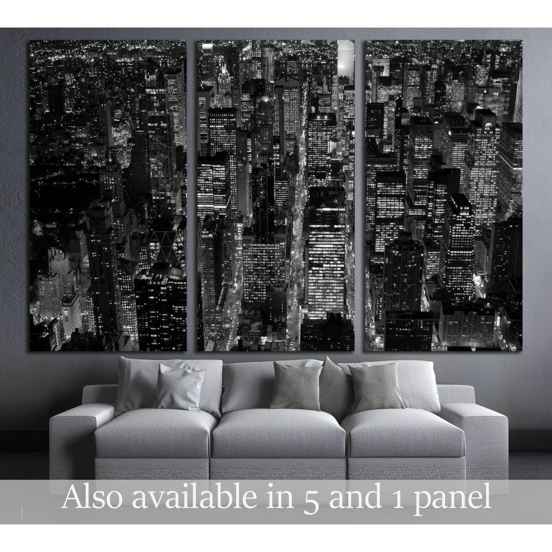 black and white scene of new york city skyline cityscape background №3047 Ready to Hang Canvas Print - Zellart Canvas Prints 0_NY_ART, ALL_Products, s-3047