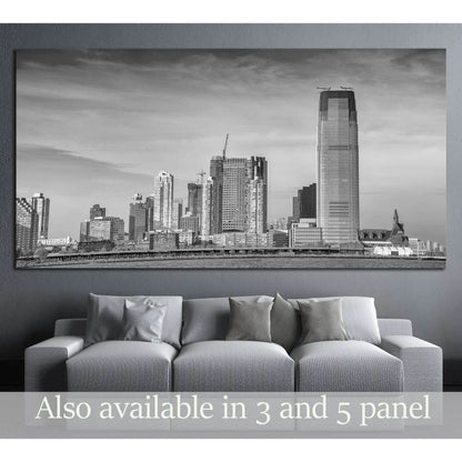 Black and white view of Jersey City skyline №1709 Ready to Hang Canvas Print - Zellart Canvas Prints ALL_Products, s-1709