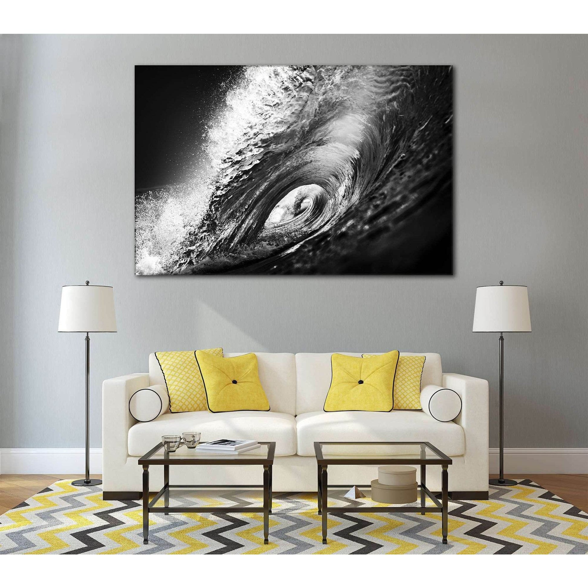 Black and White Wave №777 Ready to Hang Canvas Print - Zellart Canvas Prints ALL_Products, autopostr_pinterest_65155, autopostr_pinterest_65157, autopostr_pinterest_65158, autopostr_pinterest_65160