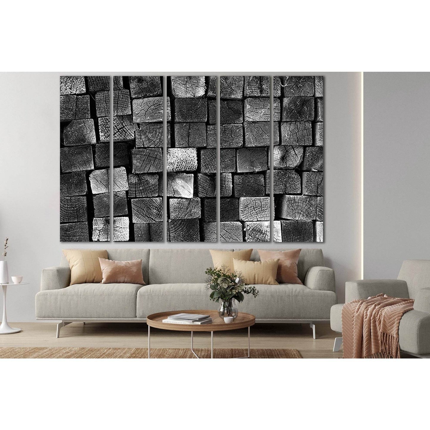Black And White Wood Texture №SL877 Ready to Hang Canvas Print - Zellart Canvas Prints 0new, ALL_Products, Black & White Wall Art