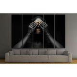 black girl with golden lips and the gold on the tips of the fingers №2467 Ready to Hang Canvas Print