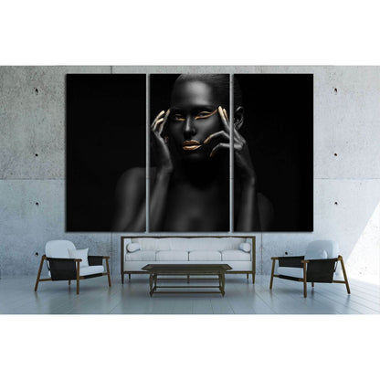 black girl with golden lips and the gold on the tips of the fingers №2468 Ready to Hang Canvas PrintCanvas art arrives ready to hang, with hanging accessories included and no additional framing required. Every canvas print is hand-crafted, made on-demand