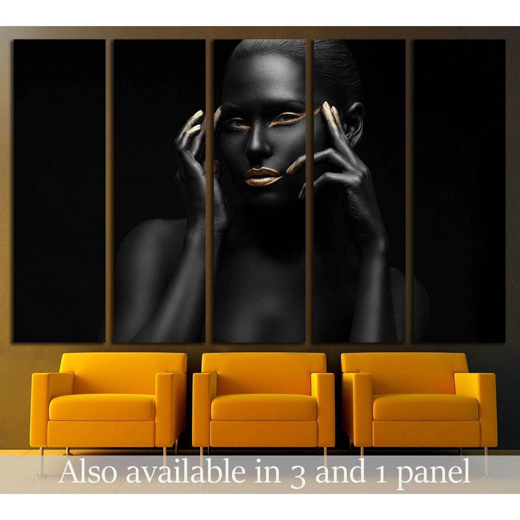 black girl with golden lips and the gold on the tips of the fingers №2468 Ready to Hang Canvas PrintCanvas art arrives ready to hang, with hanging accessories included and no additional framing required. Every canvas print is hand-crafted, made on-demand