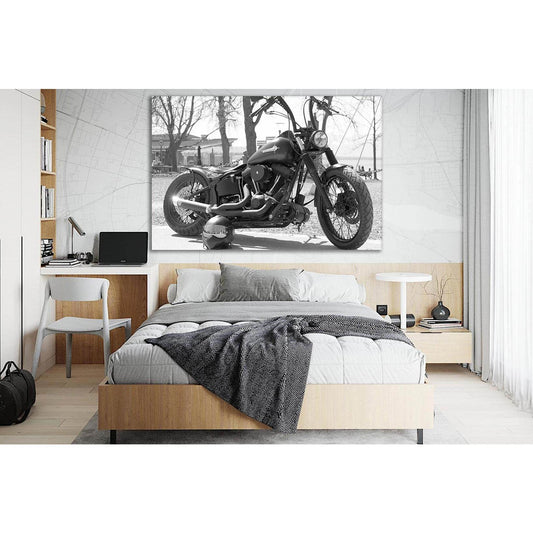 Black Harley №SL854 Ready to Hang Canvas Print - Zellart Canvas Prints 0new, ALL_Products, Black & White Wall Art