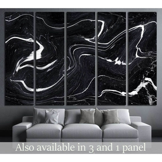 Black Marble ink texture acrylic painted waves texture background №2577 Ready to Hang Canvas Print - Zellart Canvas Prints ALL_Products, s-2577