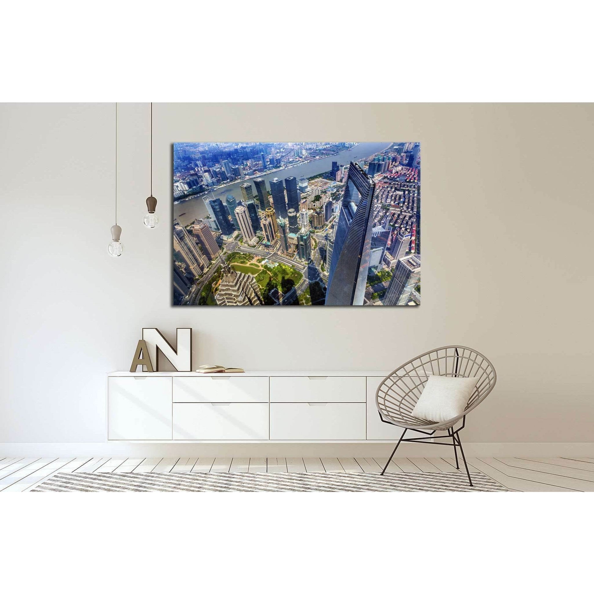 Black Shanghai World Financial Center, China №1553 Ready to Hang Canvas Print - Zellart Canvas Prints ALL_Products, s-1553