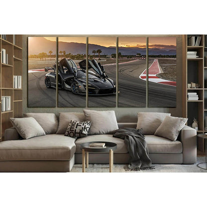 Black Sports Car On The Race Track №SL1449 Ready to Hang Canvas Print - Zellart Canvas Prints 0new, ALL_Products, Engine
