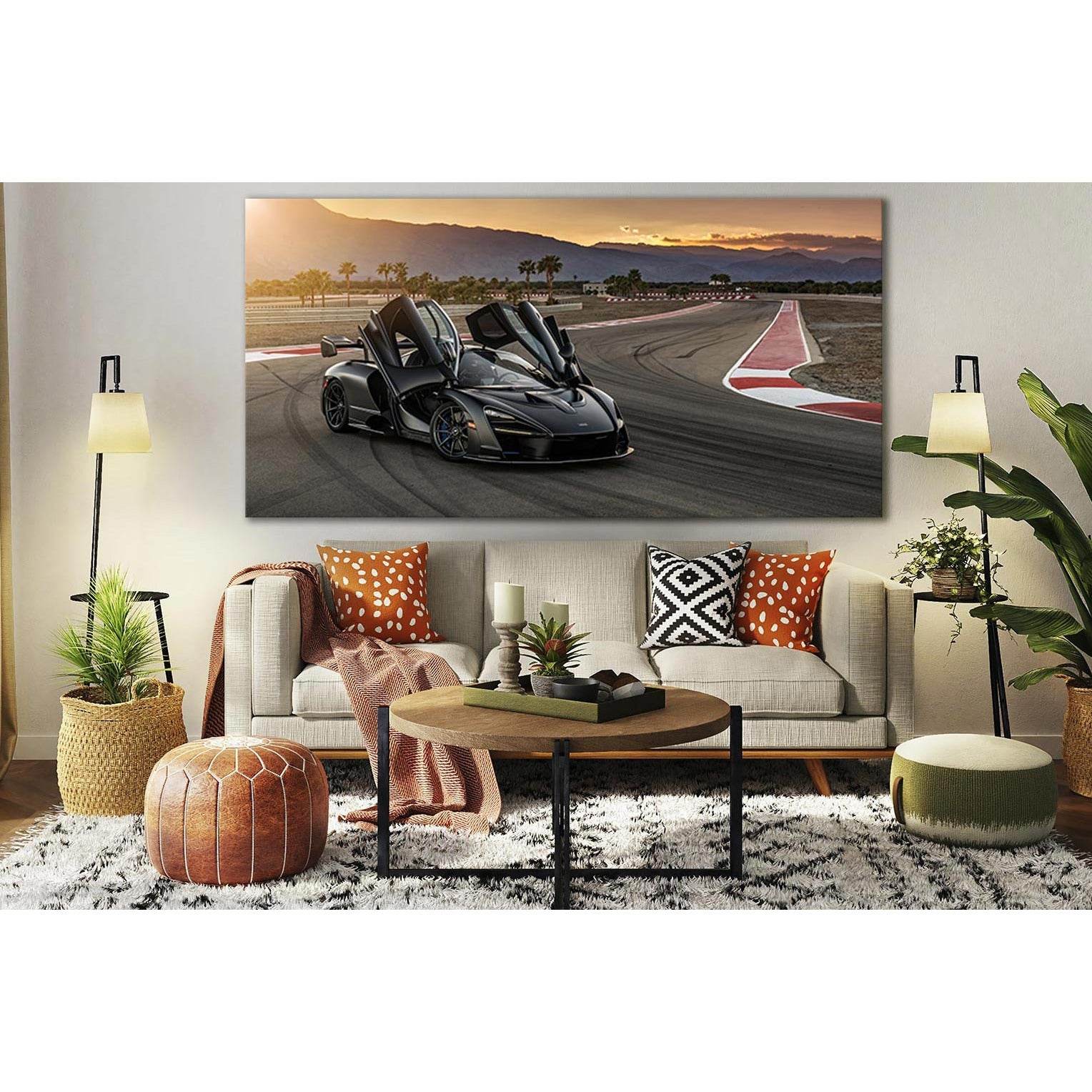 Black Sports Car On The Race Track №SL1449 Ready to Hang Canvas Print - Zellart Canvas Prints 0new, ALL_Products, Engine