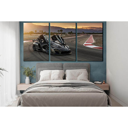 Black Sports Car On The Race Track №SL1449 Ready to Hang Canvas Print - Zellart Canvas Prints 0new, ALL_Products, Engine
