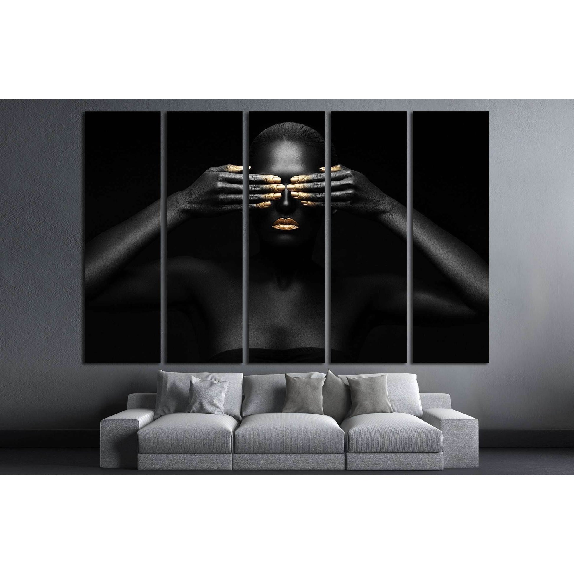 black woman closes her eyes. №2469 Ready to Hang Canvas Print - Zellart Canvas Prints ALL_Products, s-2469