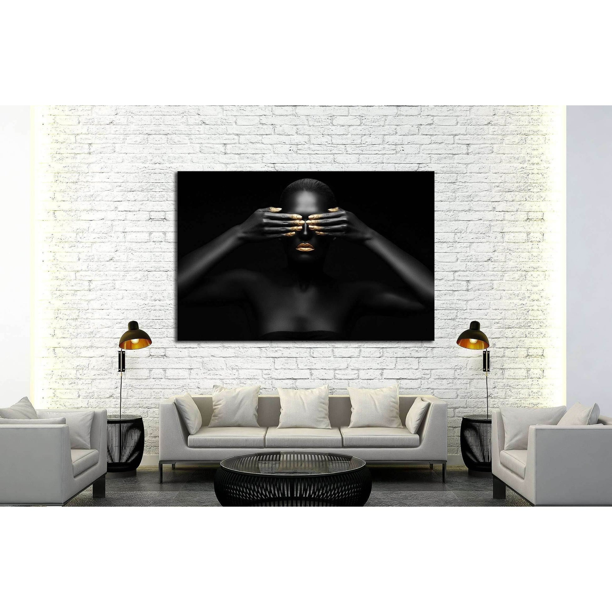 black woman closes her eyes. №2469 Ready to Hang Canvas Print - Zellart Canvas Prints ALL_Products, s-2469
