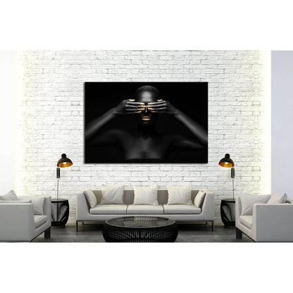 black woman closes her eyes. №2469 Ready to Hang Canvas Print - Zellart Canvas Prints ALL_Products, s-2469
