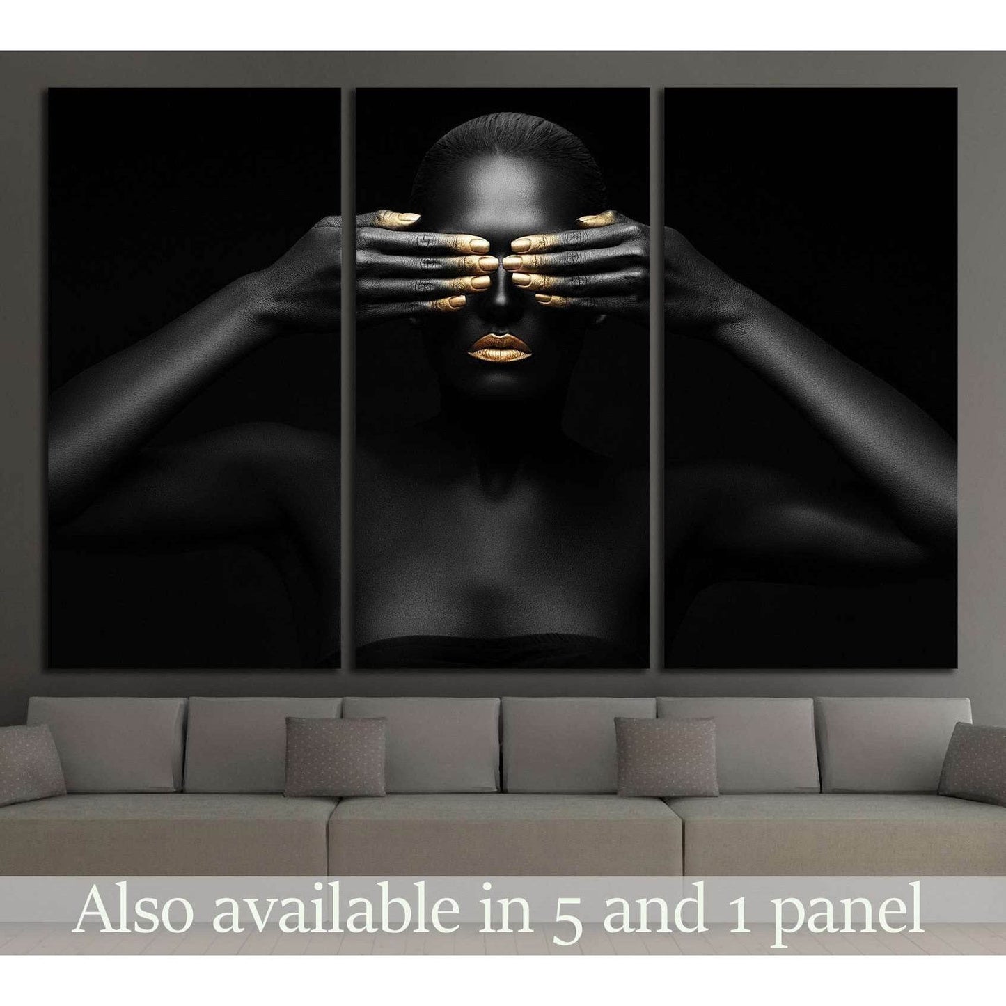 black woman closes her eyes. №2469 Ready to Hang Canvas Print - Zellart Canvas Prints ALL_Products, s-2469