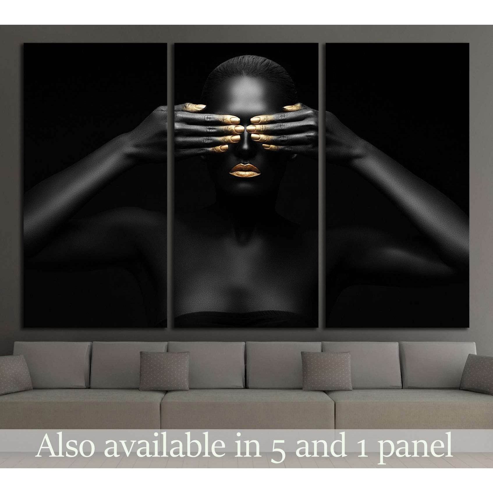 black woman closes her eyes. №2469 Ready to Hang Canvas Print - Zellart Canvas Prints ALL_Products, s-2469