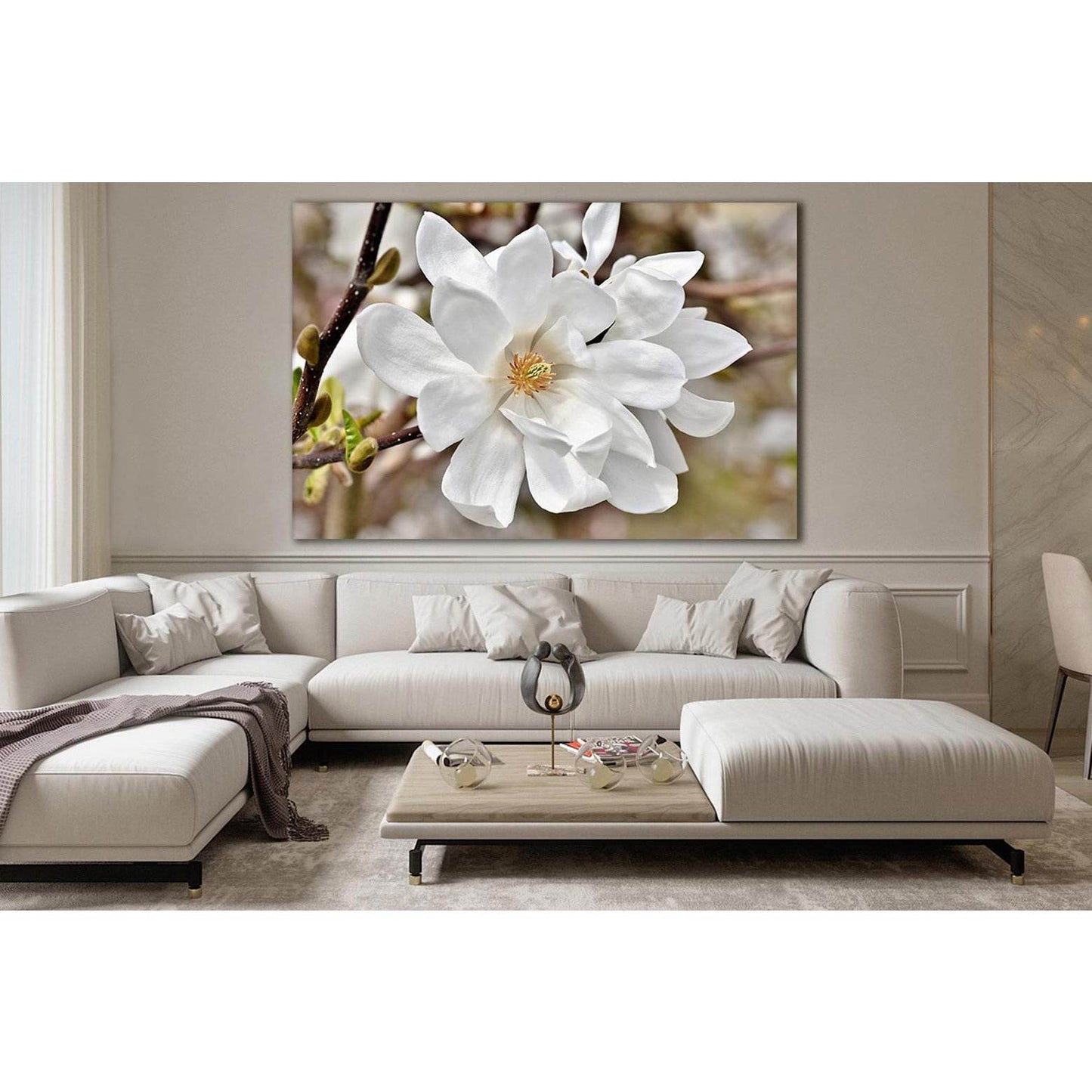 Blooming Magnolia №SL497 Ready to Hang Canvas Print - Zellart Canvas Prints 0new, ALL_Products, Trees Wall Art