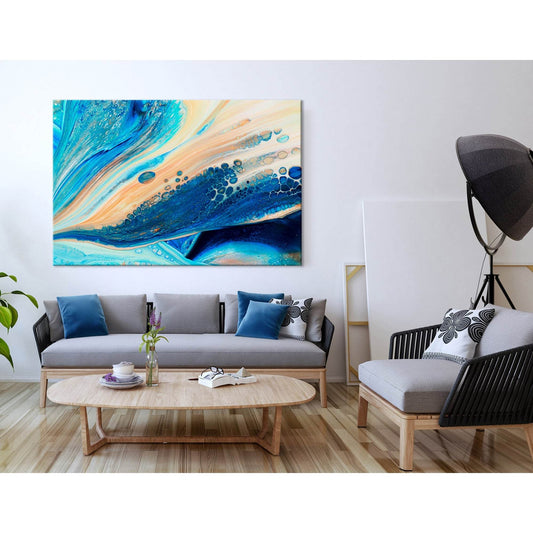 Blue And Beige Abstract №04306 Ready to Hang Canvas Print - Zellart Canvas Prints ALL_Products