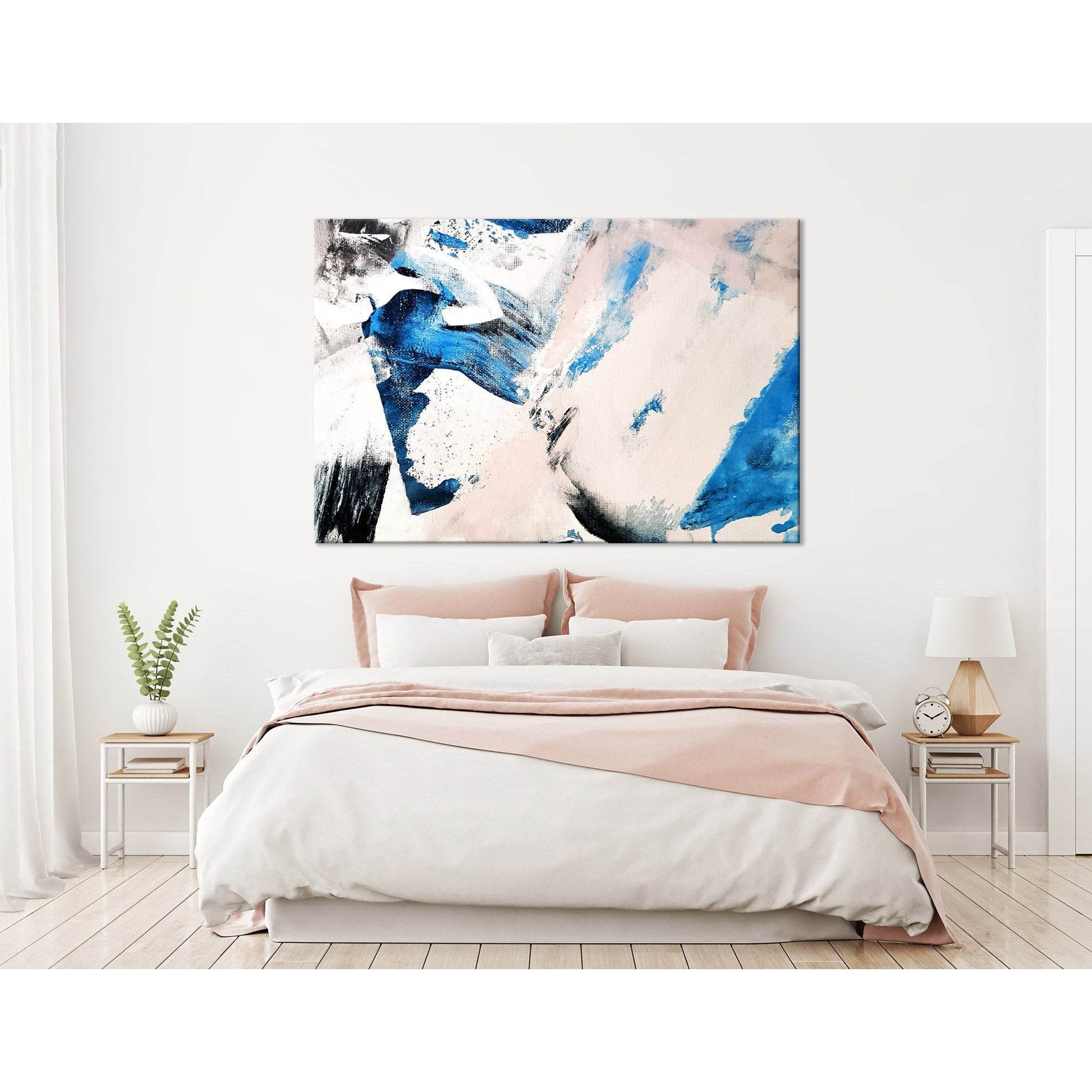 Blue, Black, White, Light Pink Abstract №04254 Ready to Hang Canvas Print - Zellart Canvas Prints ALL_Products