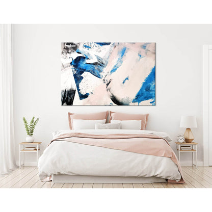 Blue, Black, White, Light Pink Abstract №04254 Ready to Hang Canvas Print - Zellart Canvas Prints ALL_Products