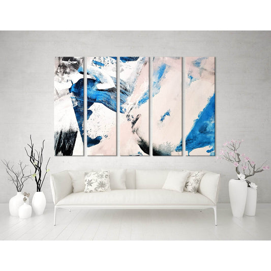 Blue, Black, White, Light Pink Abstract №04254 Ready to Hang Canvas Print - Zellart Canvas Prints ALL_Products