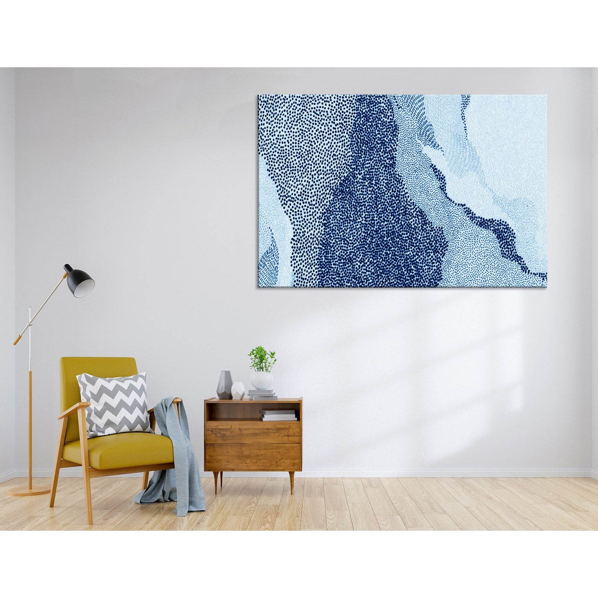 Blue Dots Abstract №04319 Ready to Hang Canvas Print - Zellart Canvas Prints ALL_Products