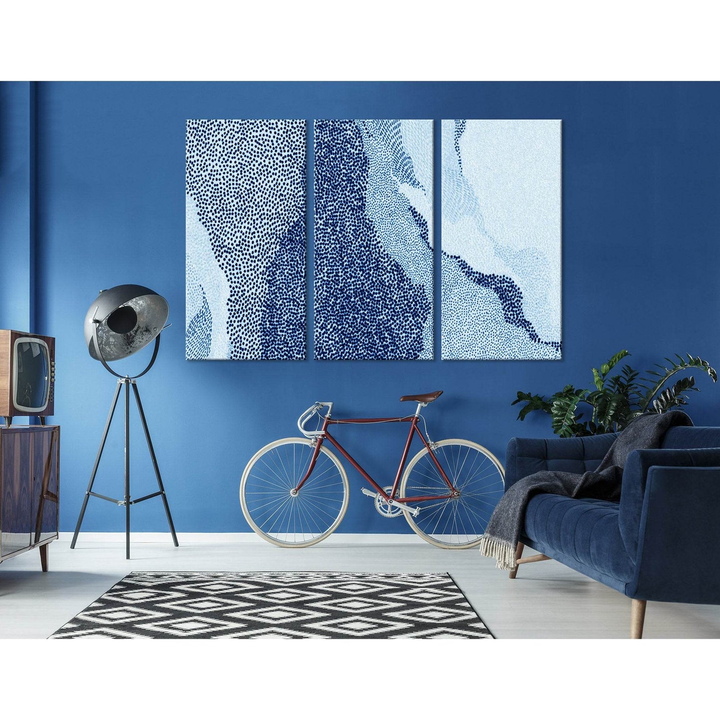 Blue Dots Abstract №04319 Ready to Hang Canvas Print - Zellart Canvas Prints ALL_Products